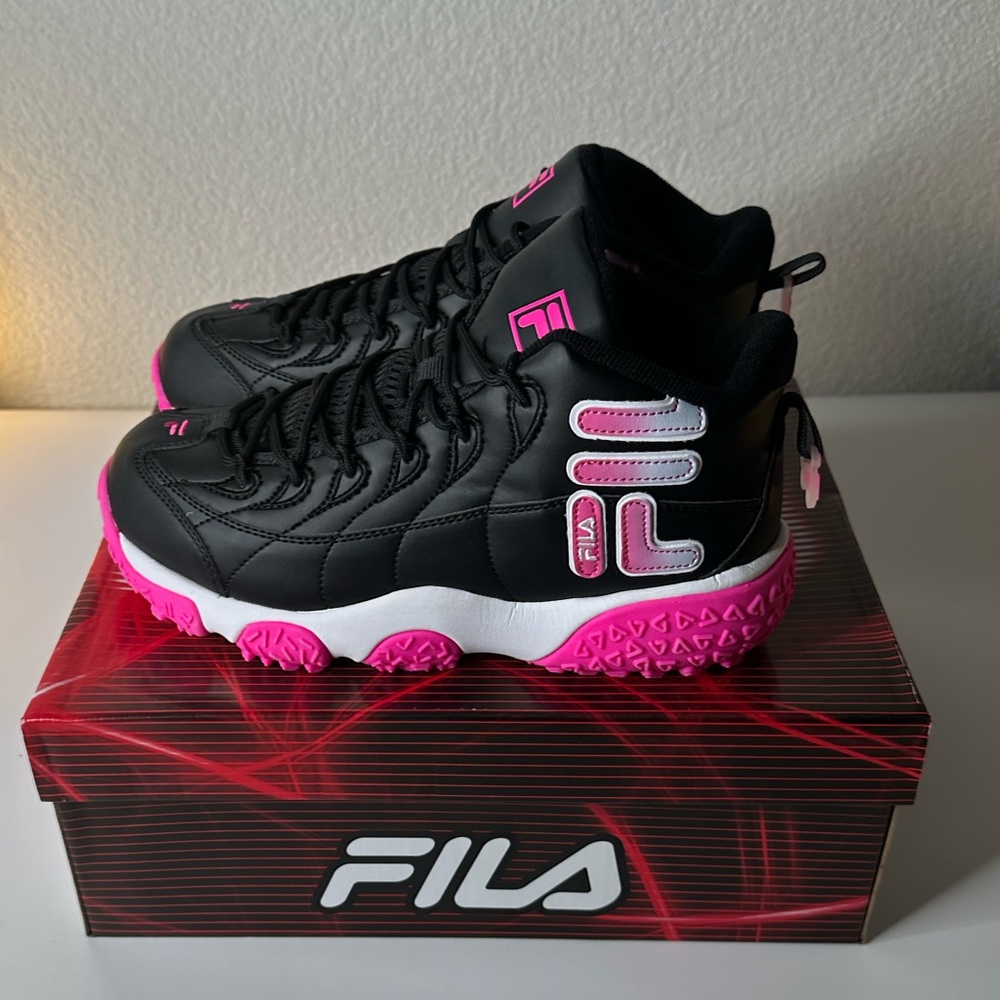 Fila Girl's Snake Dancer Wide Black Pink White Sneakers Size 6 Youth New in Box! - Picture 2 of 7